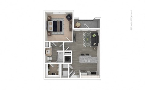 Floor plan for 1 bed, 1 bath, 661 sqft
